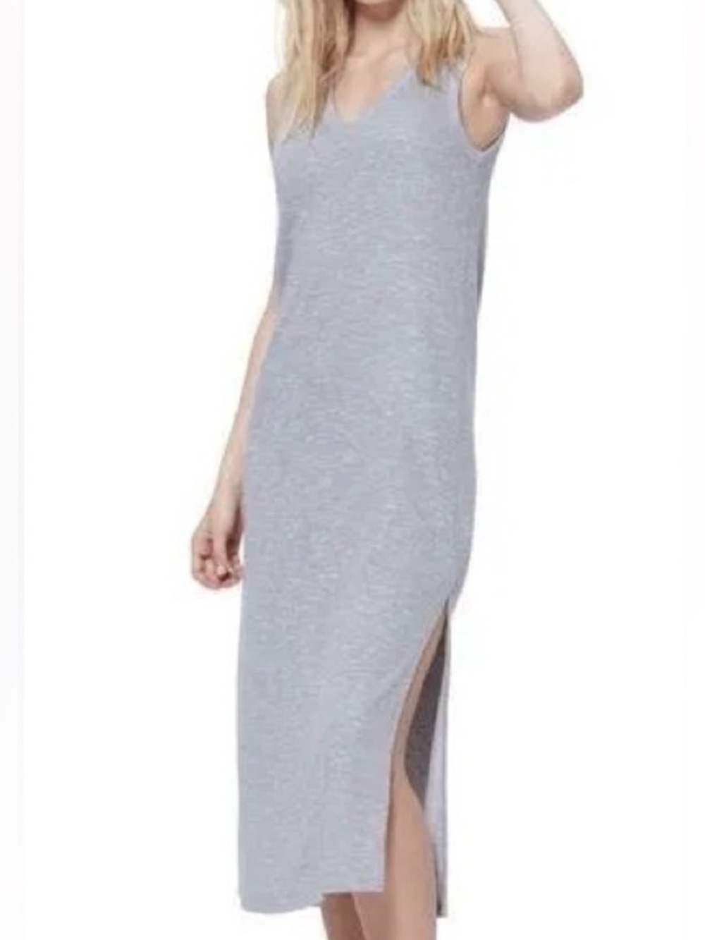 PAIGE Sleeveless V-Neck Midi Maxi Dress with Side Slit